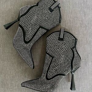 INC Black Cowboy Heels / Booties with Rhinestones 😍